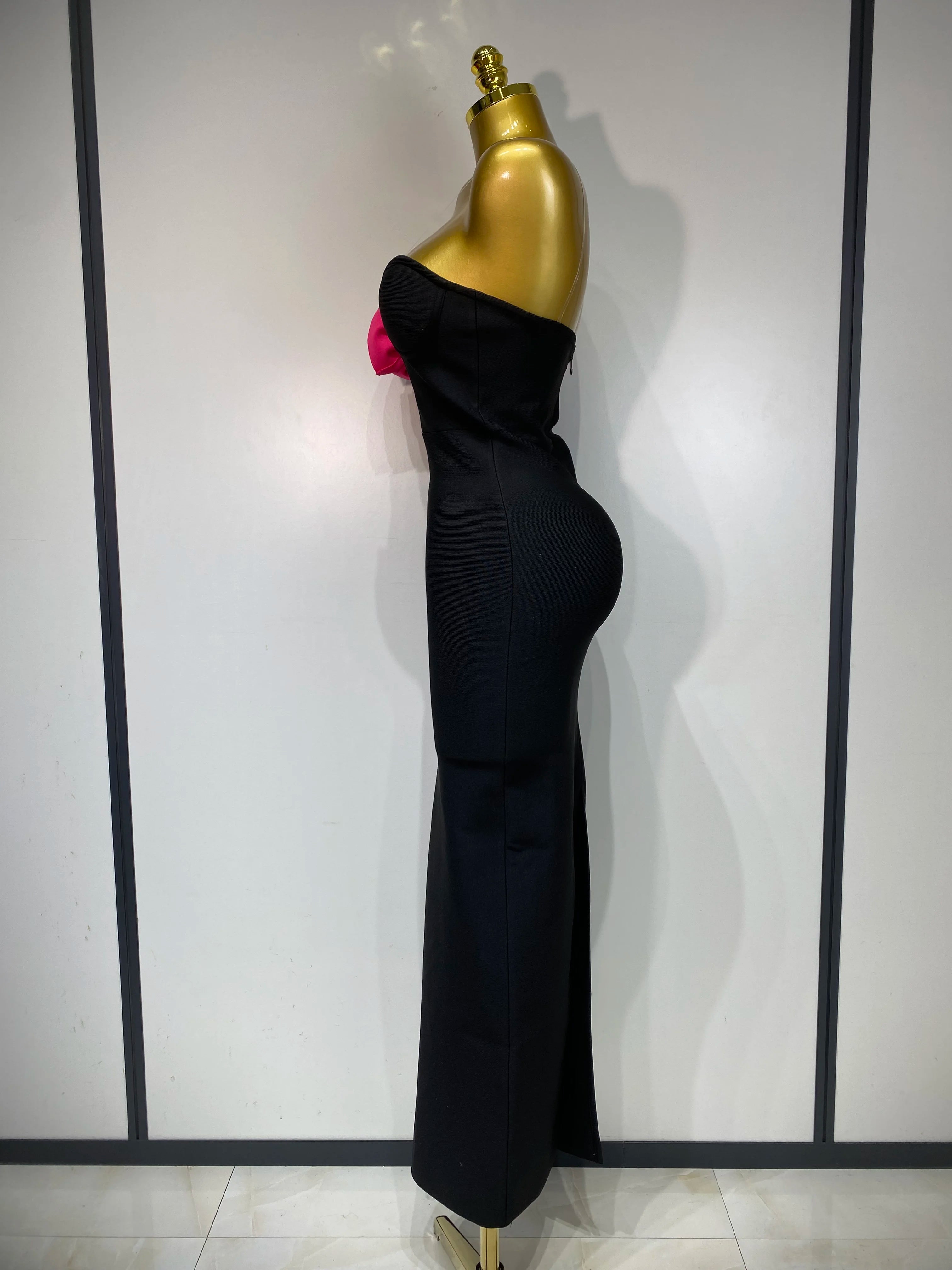 Women Sexy Strapless Backless Flower Patchwork Maxi Long Bandage Dress 2025 Elegant Evening Club Luxury Birthday Party Dresses