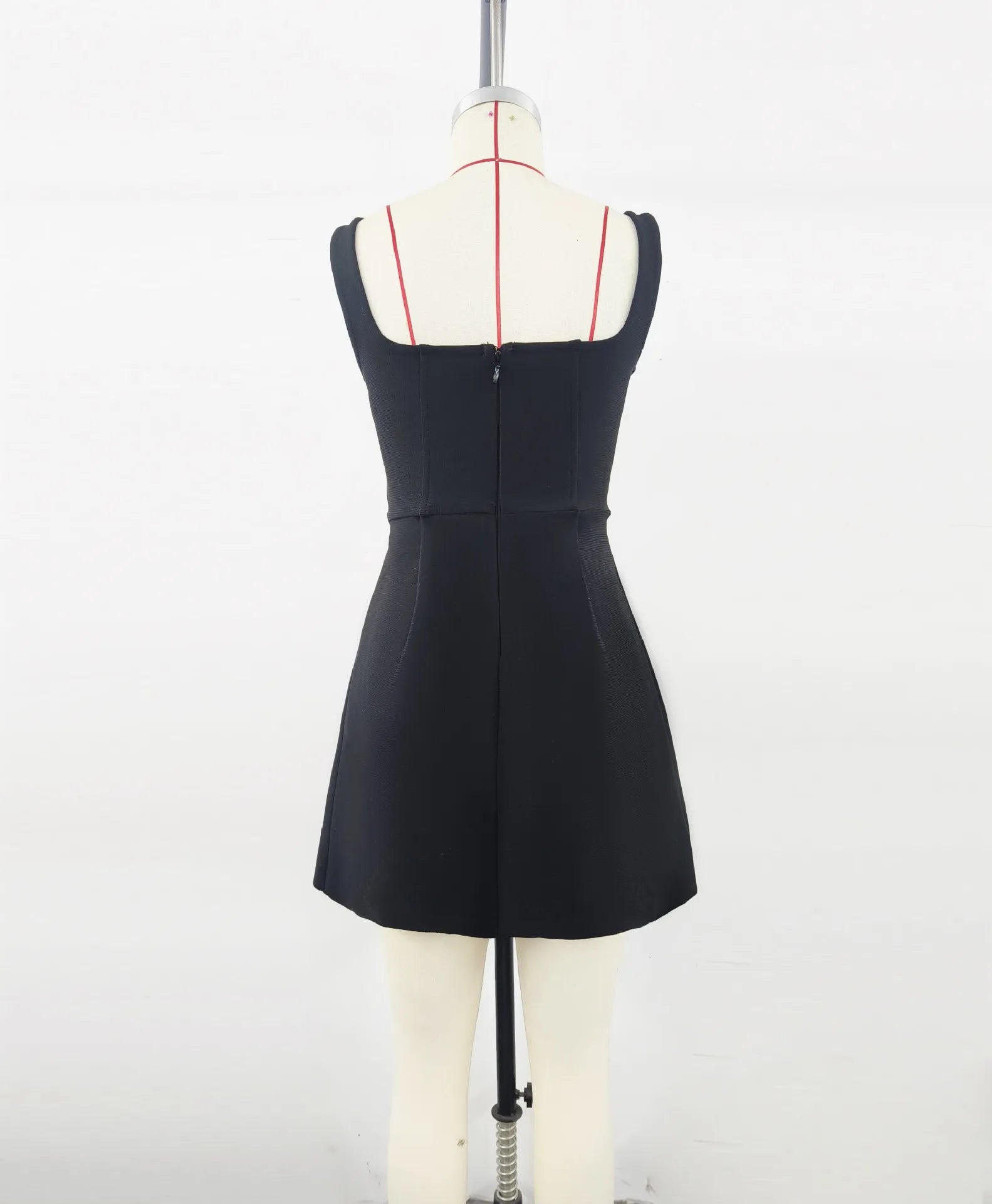 High Quality Women Sleeveless Sexy Square Collar A-Line Bodycon Mini Dress Fashion Celebrate Birthday Party Evening Dress