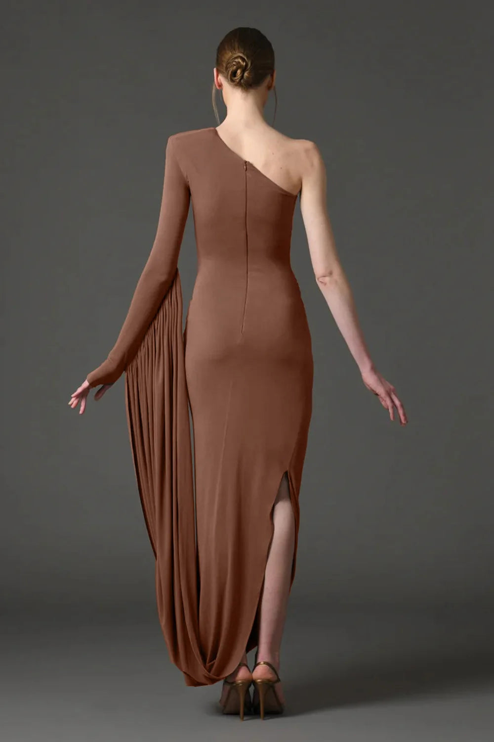 2025 New Sexy Off-shoulder Long Skirt High-end Women's Slim Single-sleeved Dress Celebrate Evening Party Outfit Wholesale