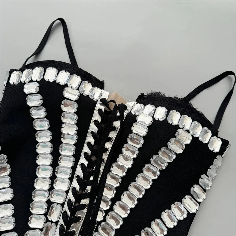 Top Quality Women Sexy Strap Shinning Crystal Bodycon Mini Bandage Dress Celebrate Nightclub Party Cocktail Birthday Outfit