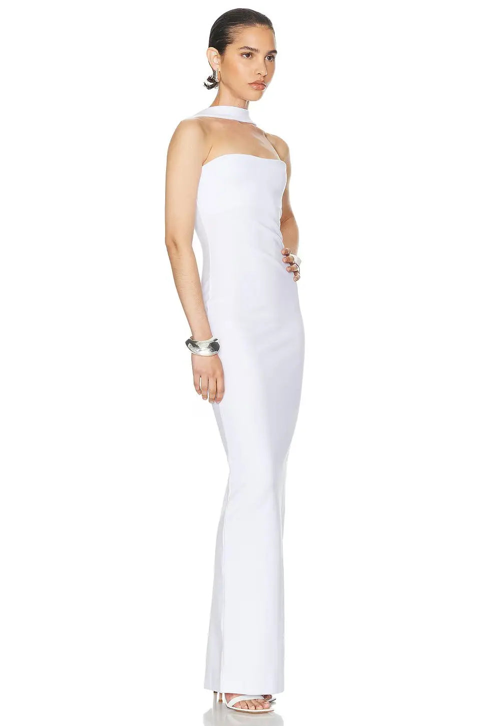 White Red Color Women Sexy Halter Off the Shoulder Bodycon Long Bandage Dress Fashion Celebrate Evening Party Red Carpet Dress