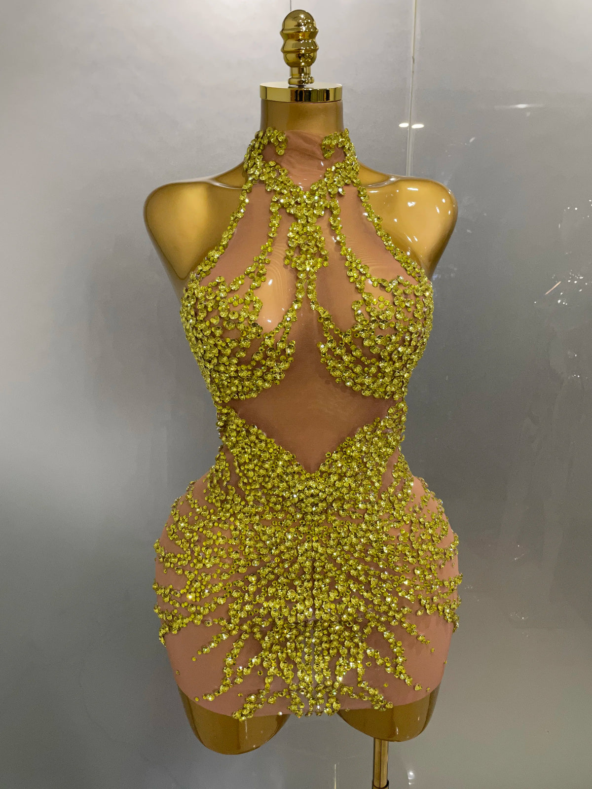 Luxury Sparkle Rhinestones Mesh Transparent Prom Dress 2025 New Women Sexy Birthday Celebrate Party Club Prom Outfit Bar Costume