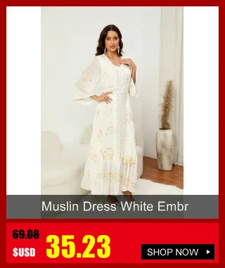 Long Dress For Prom V-neck Women Abaya Muslim Robe Gold Beaded Lace Simple Fashion Dress with Belt Casual Dubai Arab Kaftan