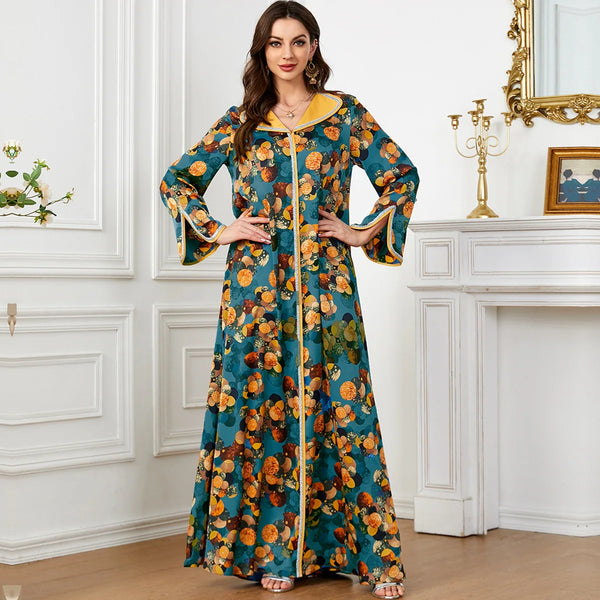 Museum Fashion Printed Maxi Dress For Ethnic Dubai Saudi Arabia Long Dresses Kaftan Abaya Clothes Vestidos Femenino 2024 Summer