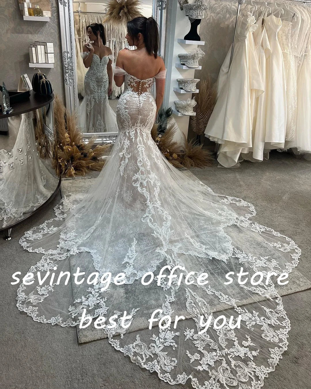 Sevintage Exquisite Lace Appliques Mermaid Wedding Dresses Sweetheart Sleeveless Wedding Gown Princess Bridal Gowns