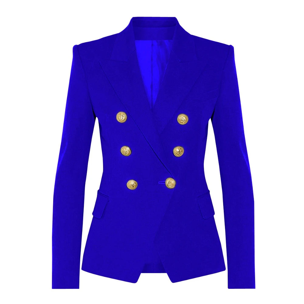 TWOTWINSTYLE Solid Slimming Fashion Blazer for Women Lapel Long Sleeves Patchwork Double Breasted Elegant Coat Female Clothing
