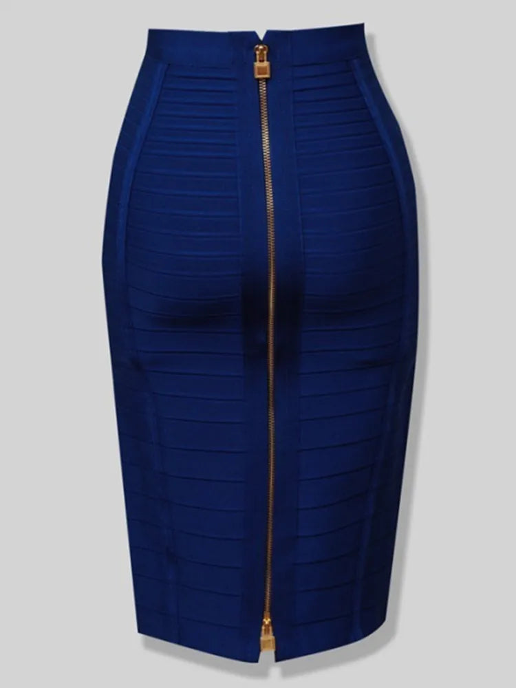 Shipping Plus Size XL XXL Summer Fashion Sexy Zipper Bandage Skirt 2022 Designer A Line Bodycon Pencil Skirt Faldas 58cm