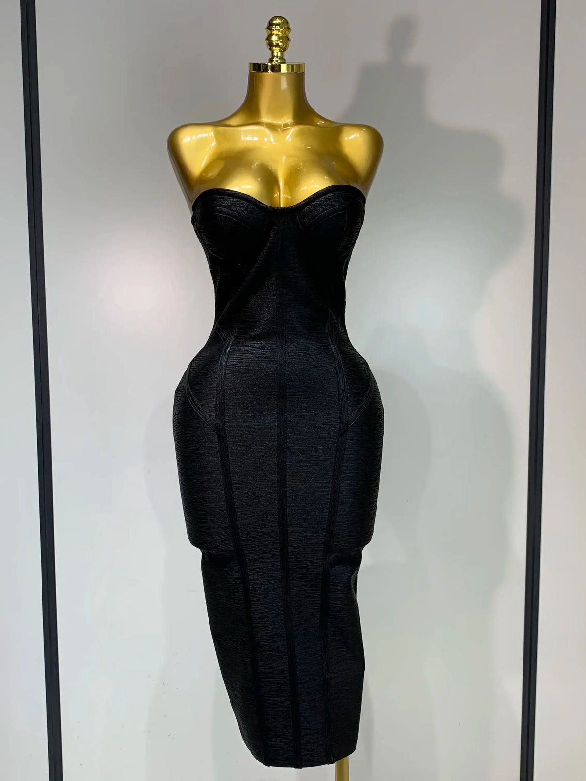 Women Sexy Gold Strapless Bodycon Bandage Dress 2025 Fashion Celebrate Evening Party Luxury Birthday Wedding Guest Dress