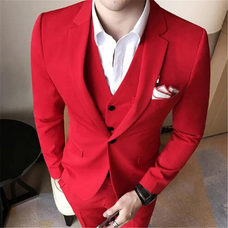 Slim fit Men Suits for Boyfriend 3 Piece Custom Groom Tuxedo with Notched Lapel Man Fashion Costume Blazer Vest with Pants 2023