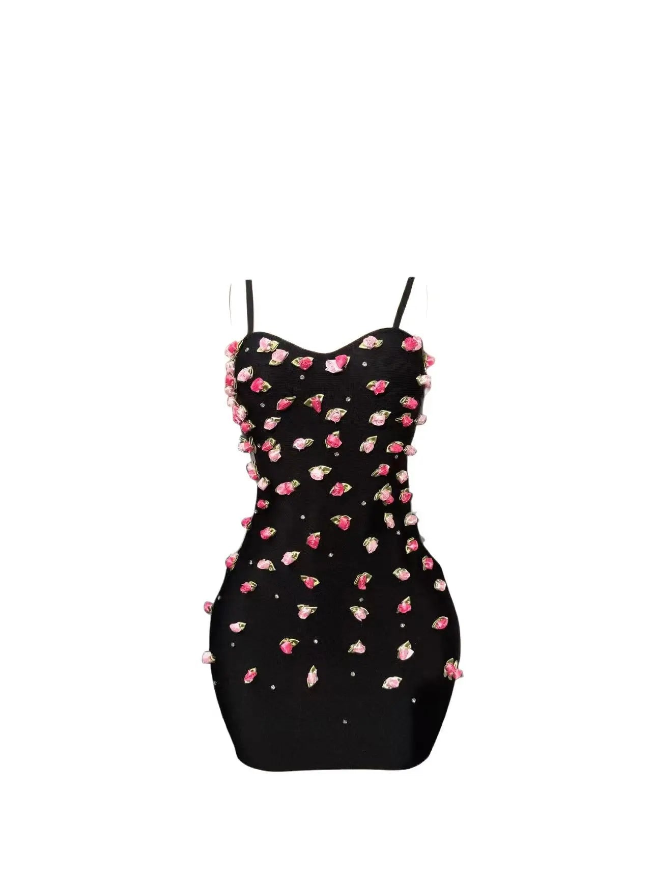 High Quality Women Sleeveless Sexy Strap Square Collar Florals Bodycon Mini Bandage Dress Celebrate Nightclub Party Outfit