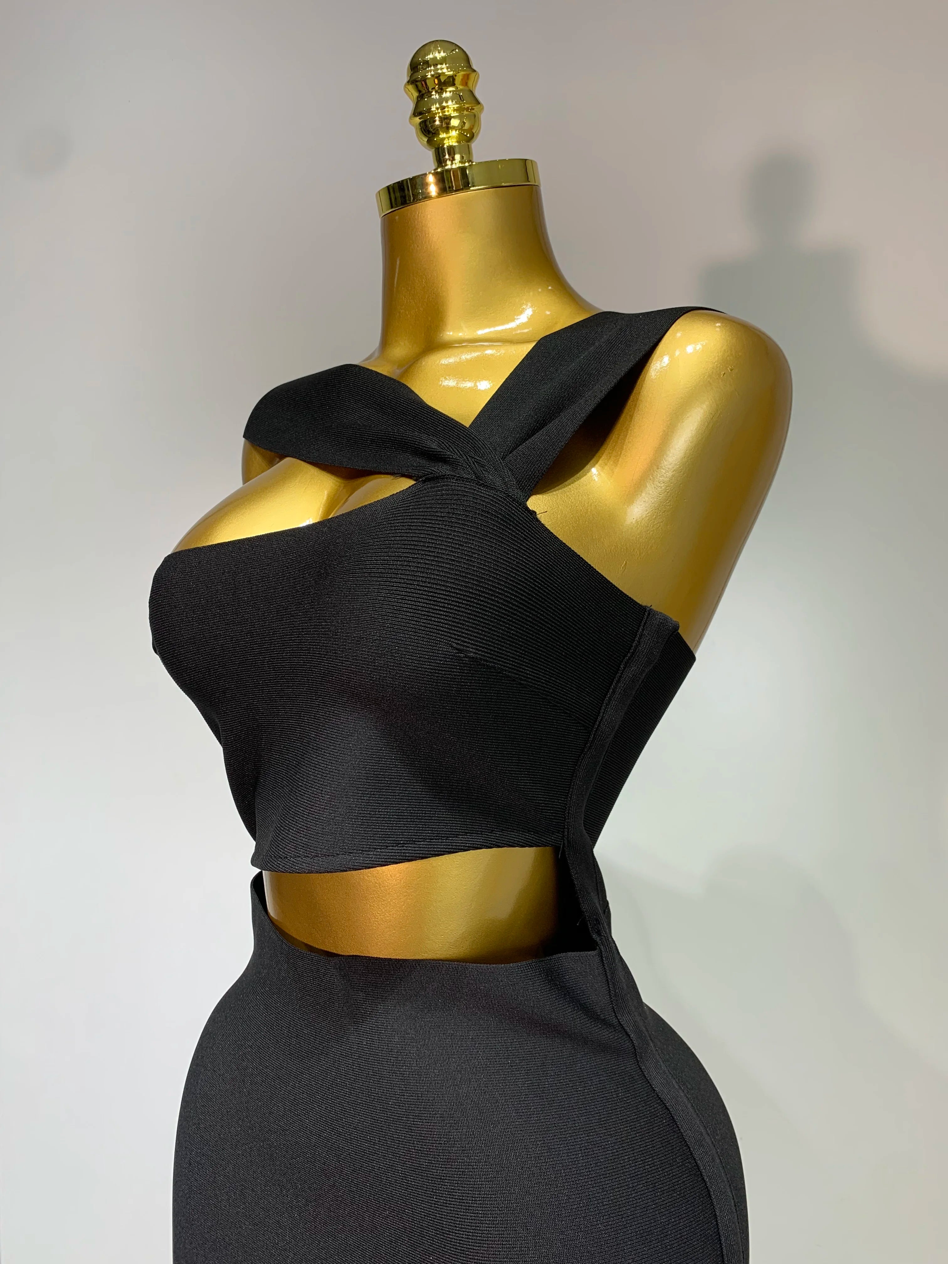 Bandage Dresses for Women 2025 Black Bodycon Dress Evening Party Celebirty Elegant Sexy Cut Out Midi Birthday Club Dresses