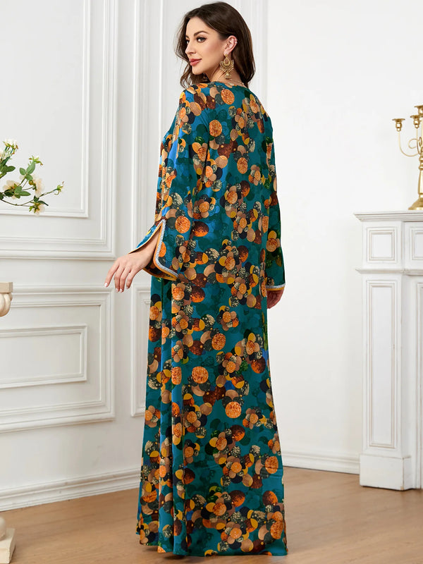 Museum Fashion Printed Maxi Dress For Ethnic Dubai Saudi Arabia Long Dresses Kaftan Abaya Clothes Vestidos Femenino 2024 Summer