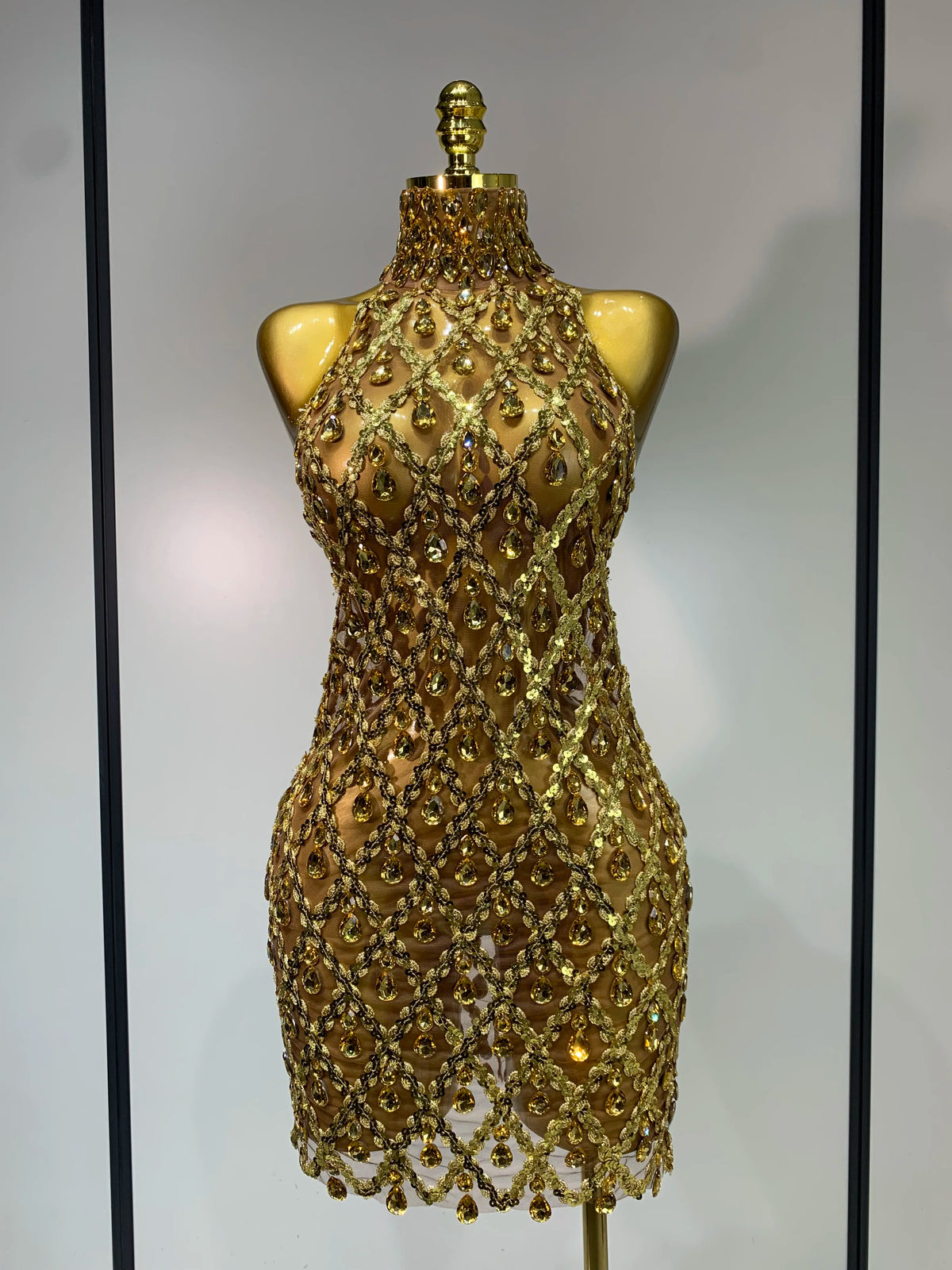 Women Sexy Stage Shining Rhinestone Sequins Dress Evening Prom Luxury Birthday Dress Transparent Performance Singer Club Dress