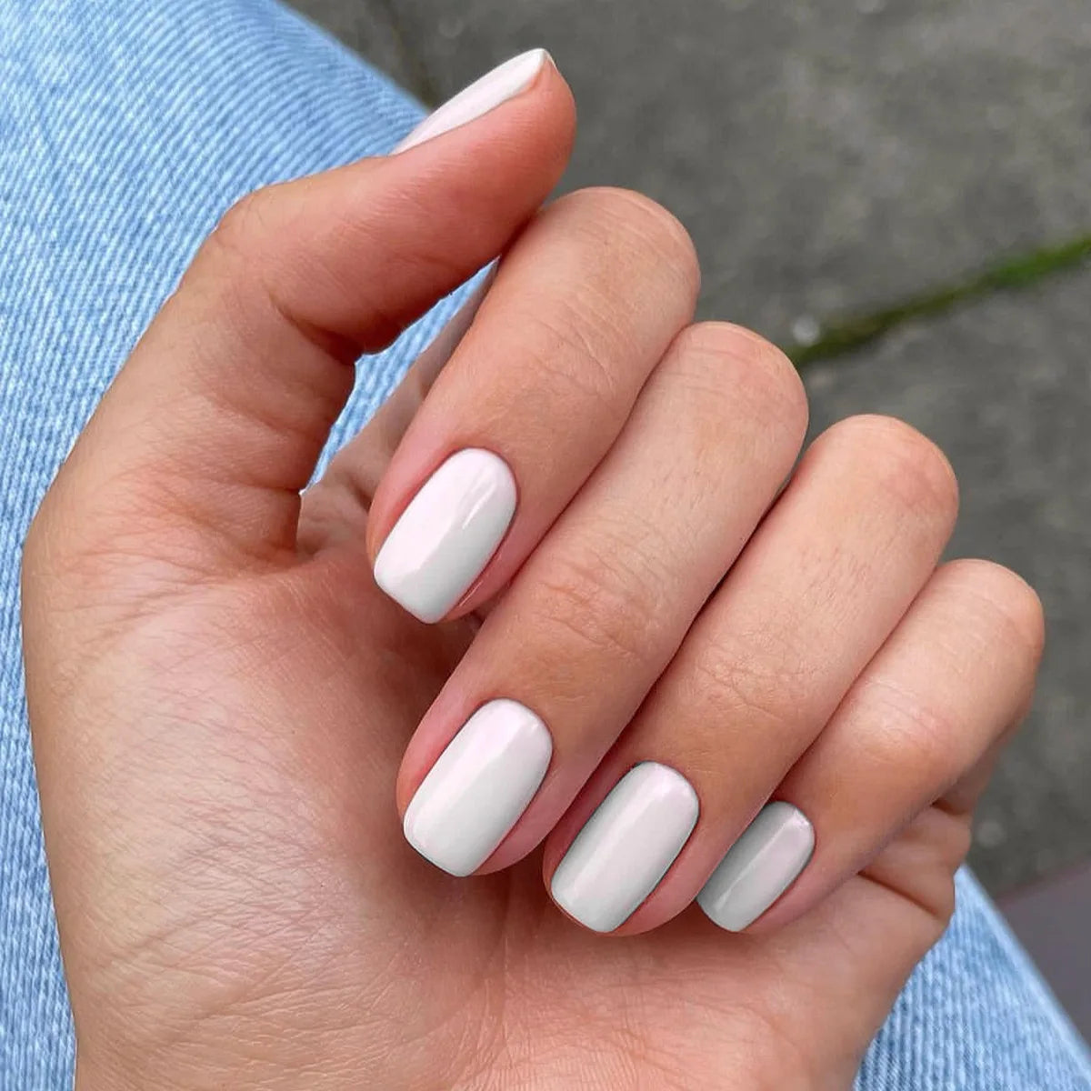 Light Purple Press on Nails Short Square Stick-on Fake Nails Solid Color Reusable False Nail Tips for Women DIY Manicure 24Pcs