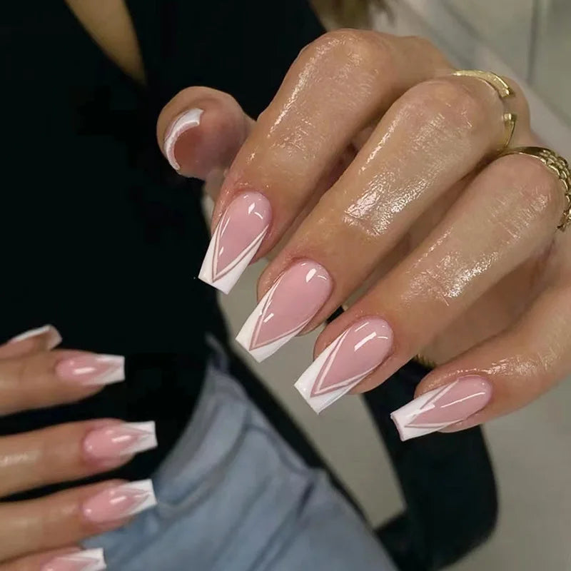 24Pcs Minimalist Short Square False Nail Solid White Color Press on Nails Wearable Reusable Fake Nails Tips for Women Girls 2025