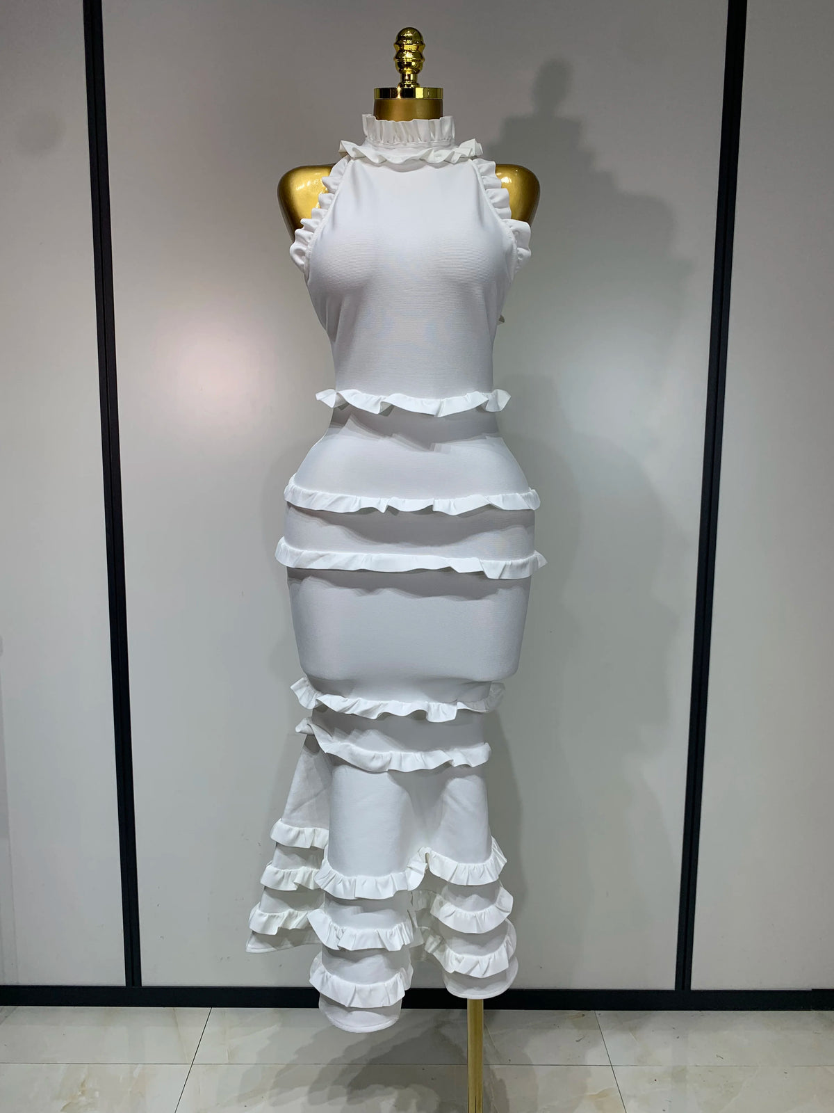 Women Sexy Backless Ruffles Bodycon Bandage Mermaid Dress 2025 Celebrate Evening Party Luxury Birthday Wedding Guest Dress