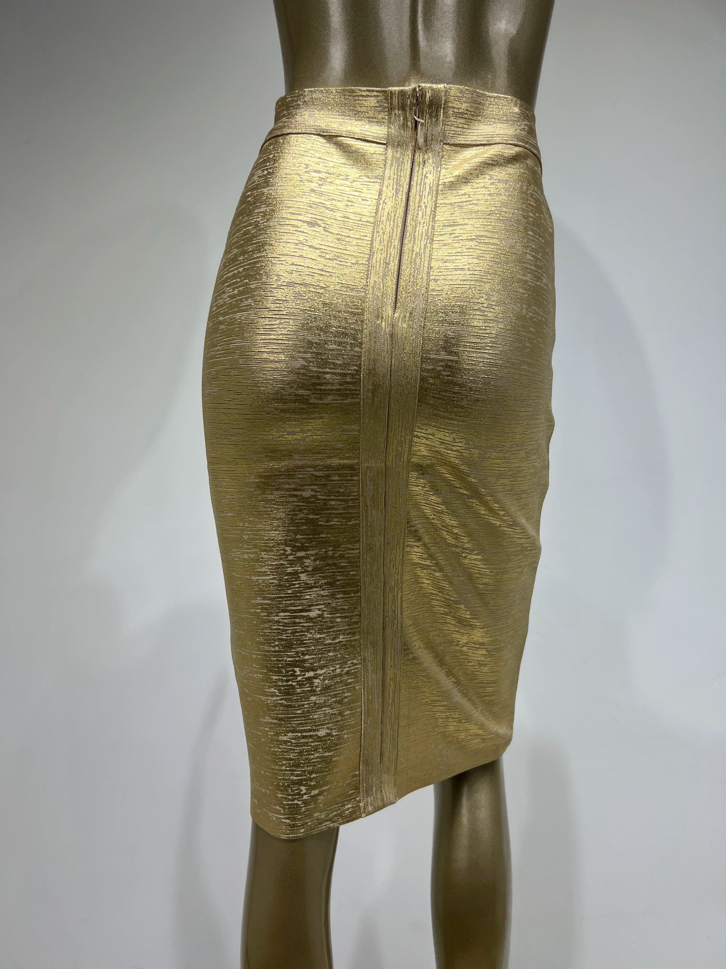 Women Summer Skirt Sexy Black Silver Gold Bronzing Bandage Skirt High Street Designer Skinny Party Midi Pencil Skirts 60cm
