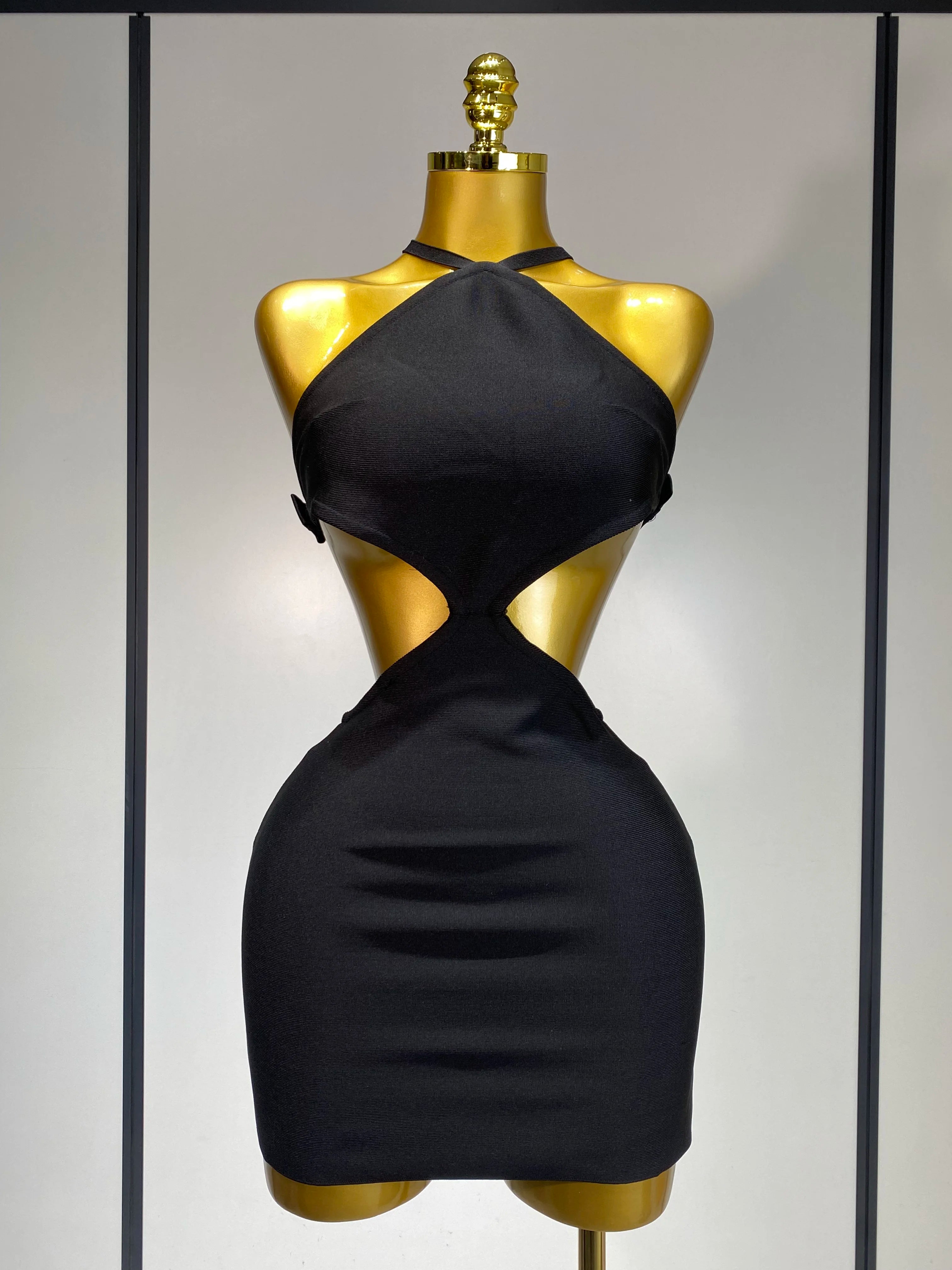 Women Luxury Sexy Backless Cut Out Bow Tie Mini Bodycon Bandage Dress 2025 Celebirty Elegant Evening Party Birthday Dresses