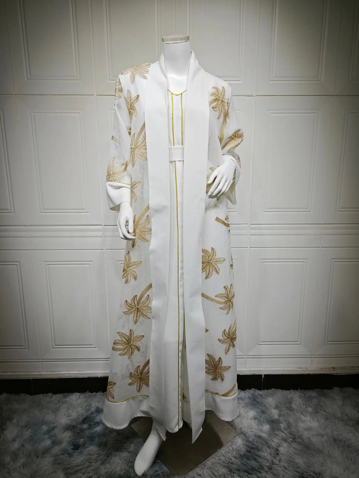 Eid Abaya Dress Set 2 Piece for Women Muslim Embroidery Cardigan Long Robe Ramadan Morocco Dubai Abayas Kaftan Vestidos 2025