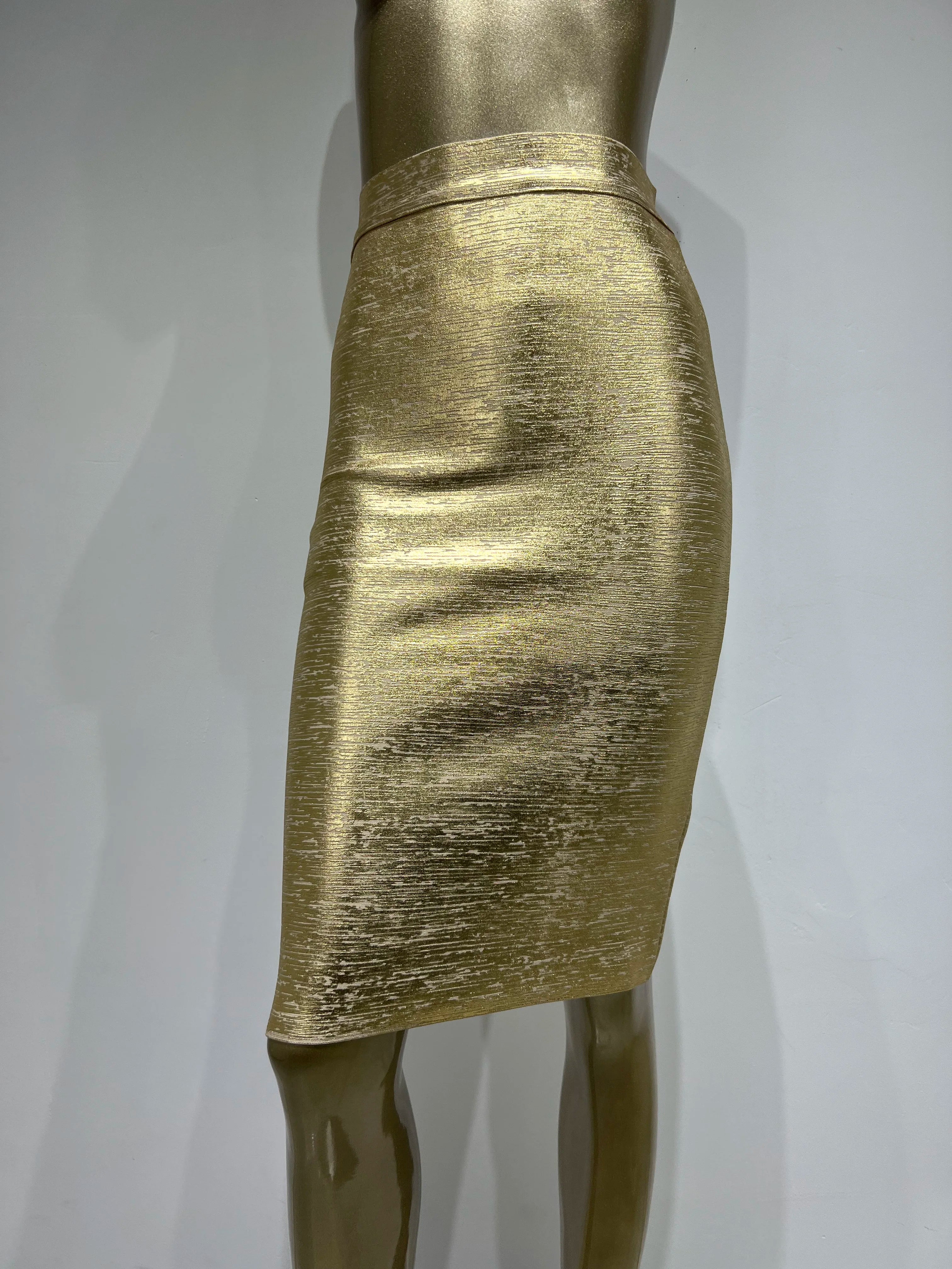 Women Summer Skirt Sexy Black Silver Gold Bronzing Bandage Skirt High Street Designer Skinny Party Midi Pencil Skirts 60cm