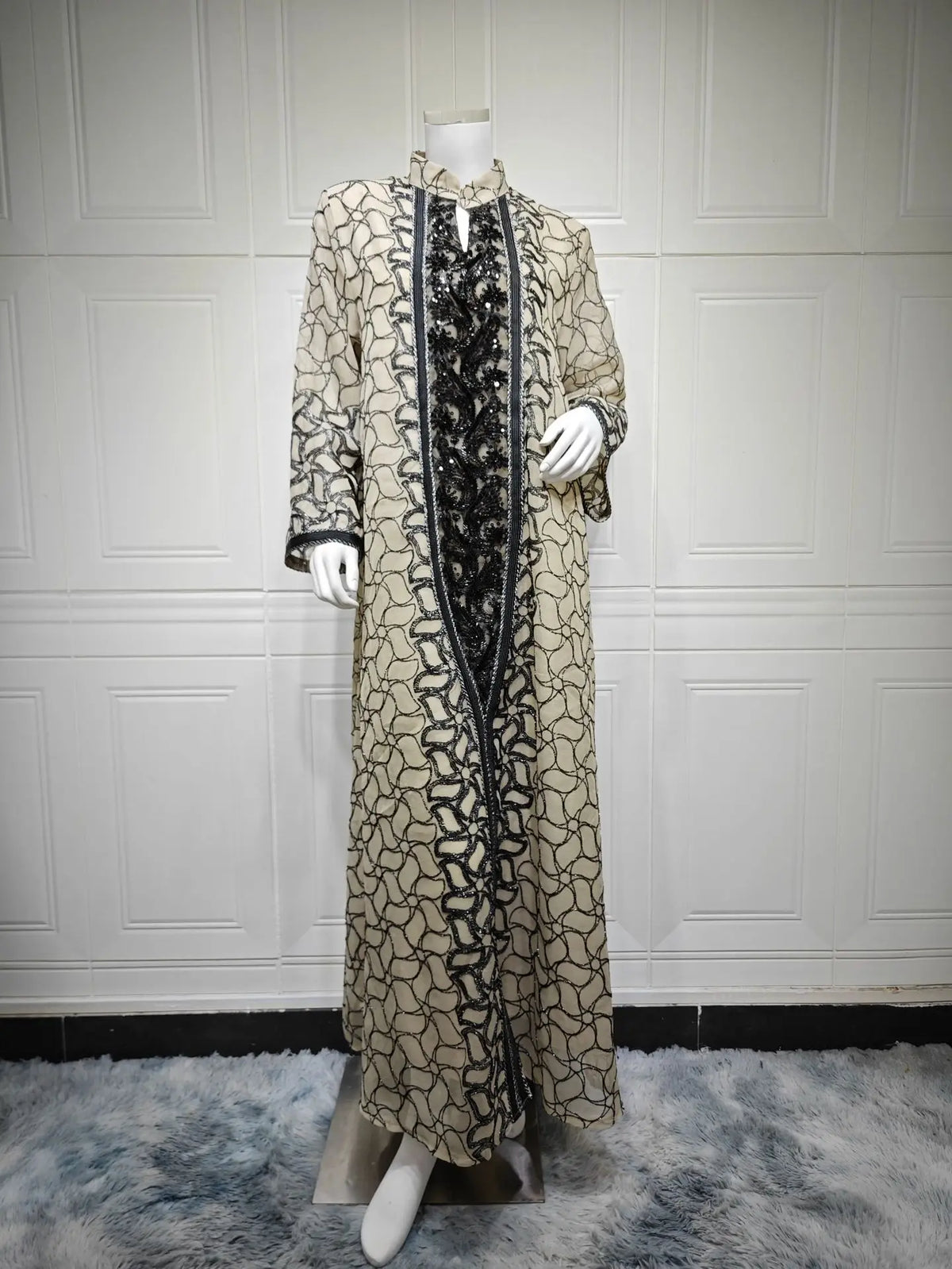 New Dubai Luxury Mesh Embroidery Woman Evening Dress Stylish Muslim Elegant Maxi Abaya 2026