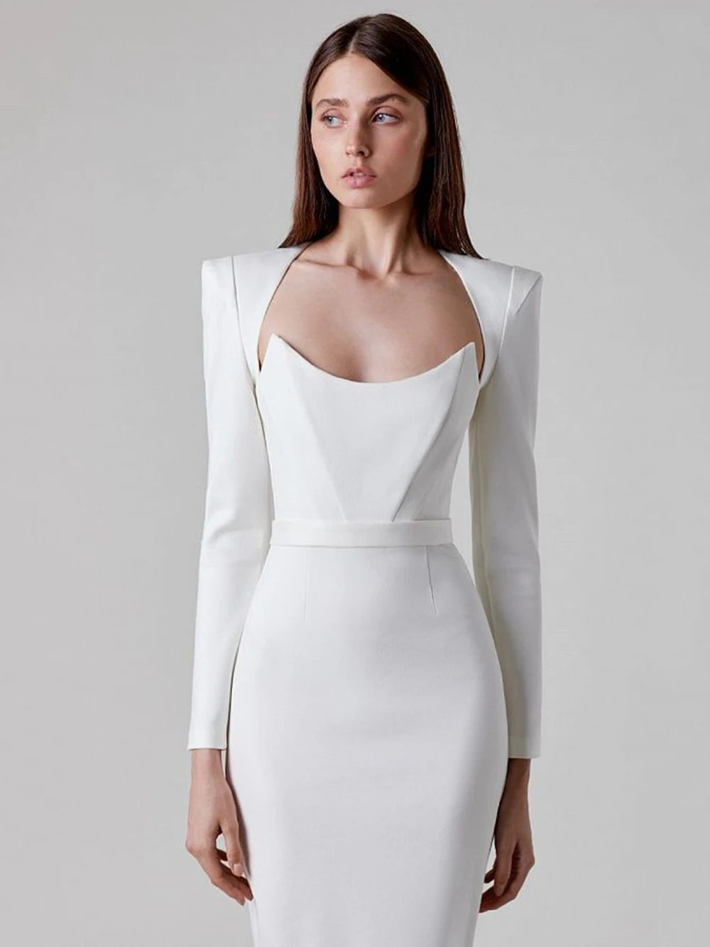 Arrival Women Winter Sexy Long Sleeve V Neck Pink Black White Midi Bandage Dress Elegant Evening Club Party Dress