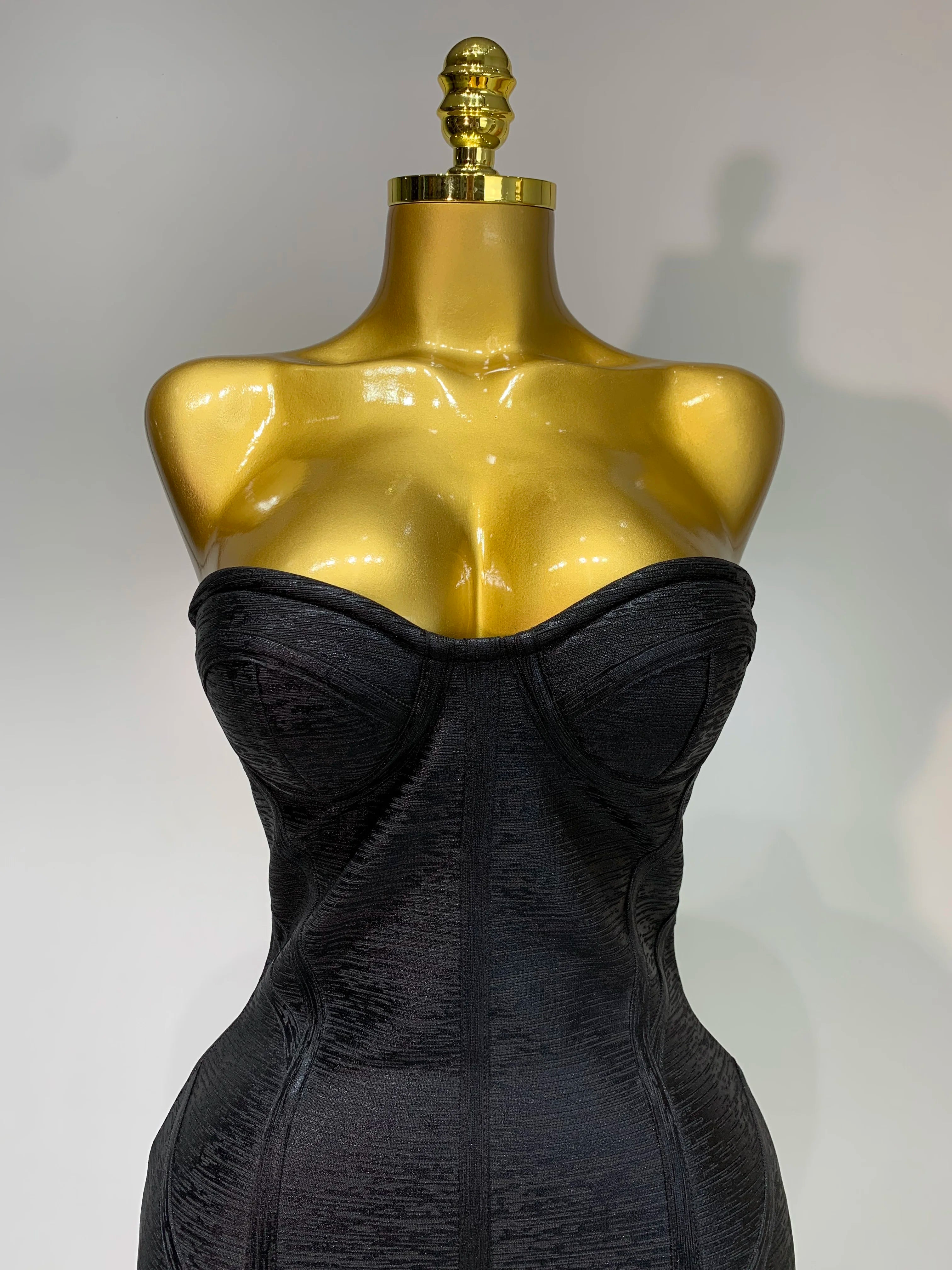 2025 New Women Sexy Strapless Black Foil Color Bodycon Bandage Dress Fashion Celebrate Evening Party Luxury Birthday Dresses
