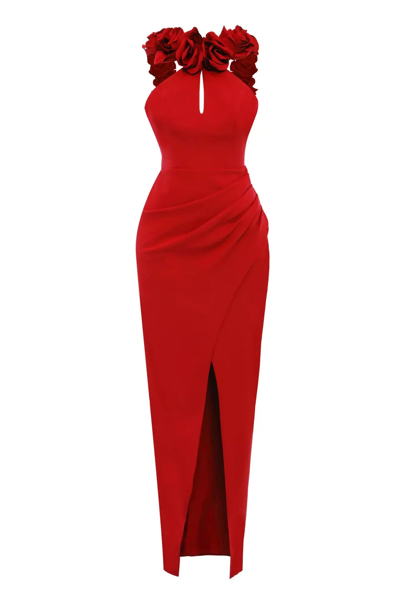 Red Color Women Sexy Off the Shoulder Florals Bodycon Long Bandage Dress Wedding Party Mermaid Celebrate Outfit Vestido