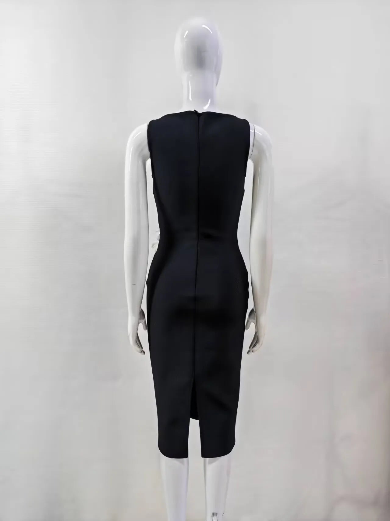 High Quality Women Sleeveless Sexy O-Neck Flowers Bodycon Mid-calf Bandage Dress Birthday Party Celebrate Cocktail Dress