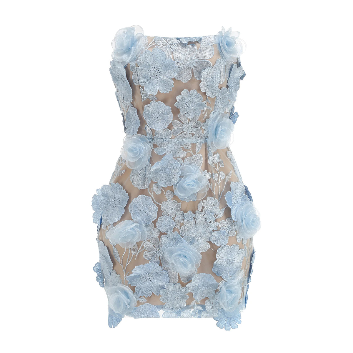 Black Skyblue Color Women Sexy Strapless Embroidery Bodycon Mini Dress Celebrate Birthday Party Cute Vacation Girls' Dress