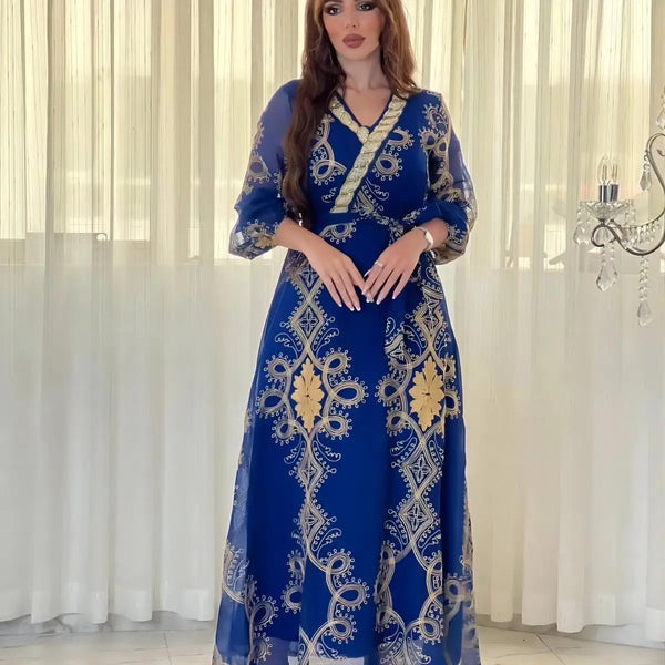 Abaya Caftan For Women Four Seasons Ramadan Gurban Festival Arab Dubai Embroiled Decal Dress Museum Robe V-neck Middle East