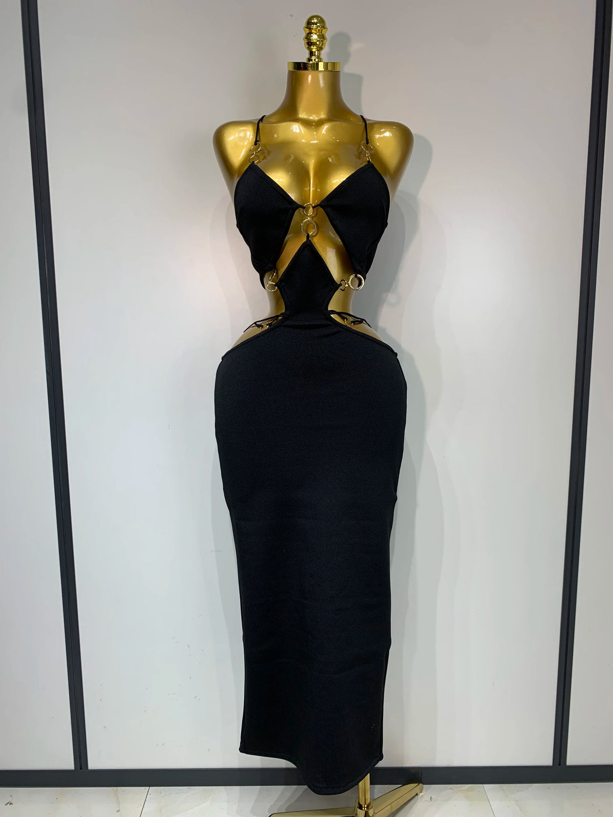 Women Sleeveless Sexy Halter Hollow Out Black Red Bodycon Long Bandage Dress 2025 Celebate Elegant Luxury Birthday Club Dress