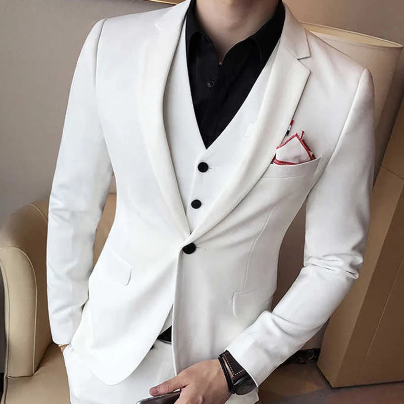 Slim fit Men Suits for Boyfriend 3 Piece Custom Groom Tuxedo with Notched Lapel Man Fashion Costume Blazer Vest with Pants 2023