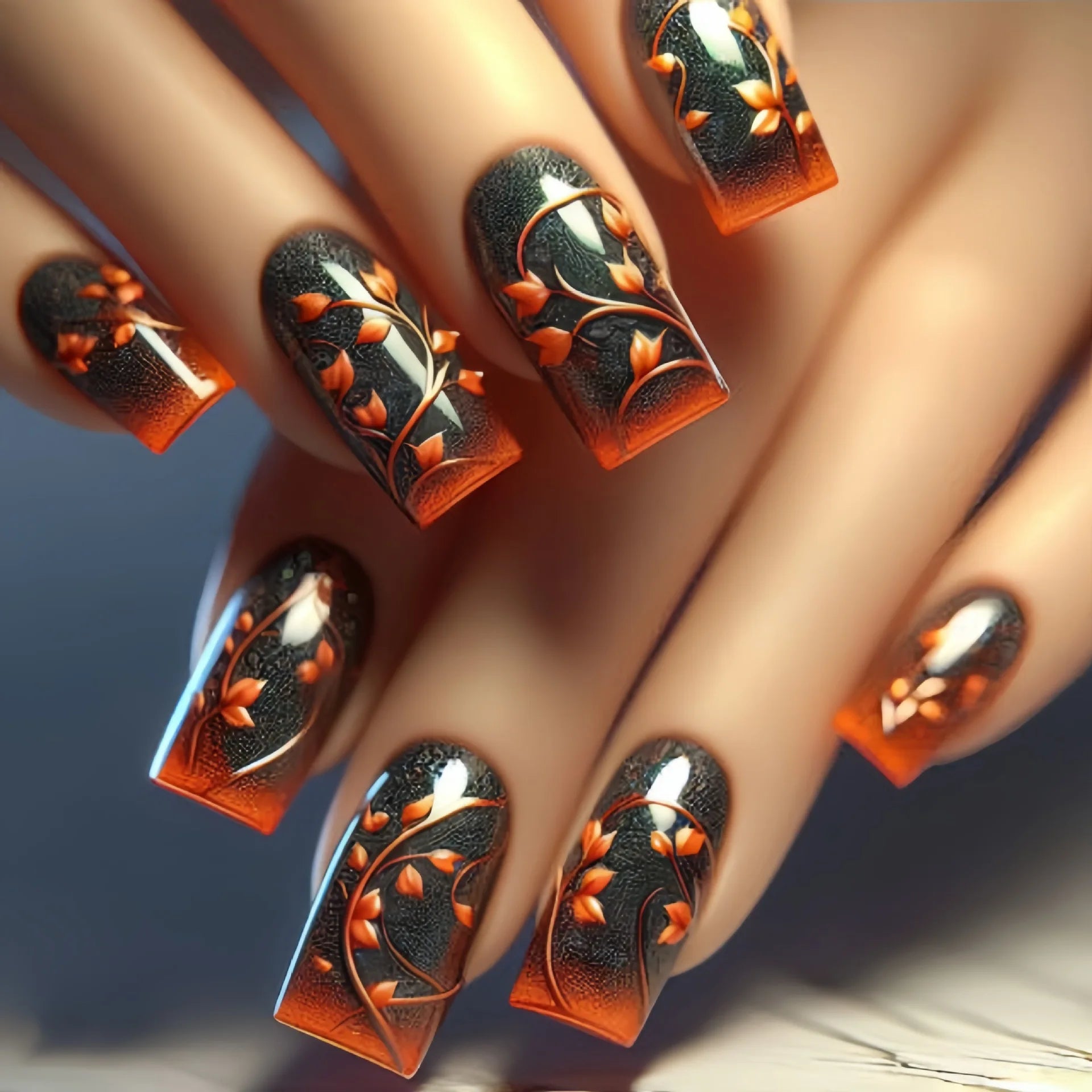 24Pcs Wearing Fake Nails with Gold Foil Glitter Rose Flowers French Ballet Acrylic Nail Set Removable Elegant Finished Manicure