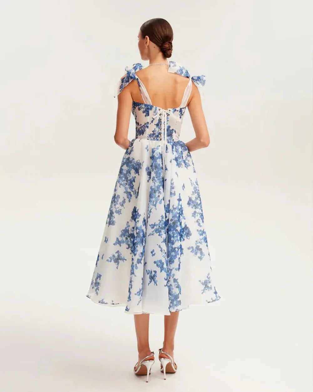 Pink Skyblue Color Women Sleeveless Square Collar A-Line Long Maxi Dress Celebrate Summer Vacation Beach Style Birthday Dress