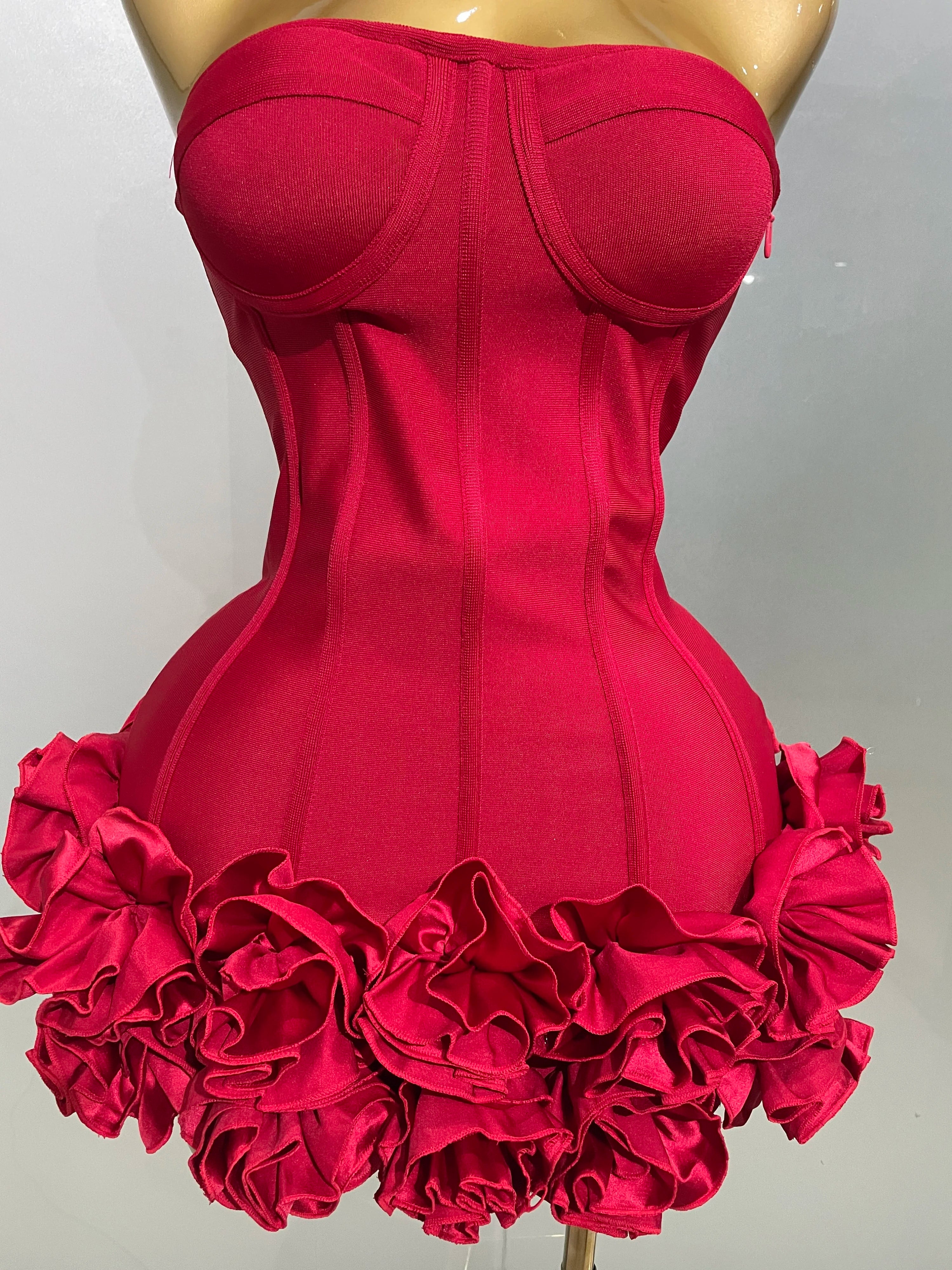 2025 Sexy Evening Bandage Dress Strapless Bodycon Flowers Mini Celebrity Women Birthday Party Dress Photo Shoot Nightclub Outfit