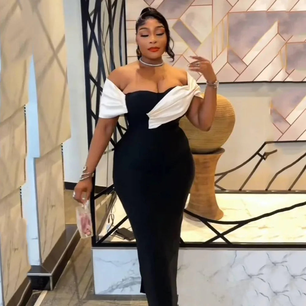 Top Quality Women Sexy Strapless Off the Shoulder Bodycon Long Bandage Dress Celebrate Nightclub Party Birthday Outfit