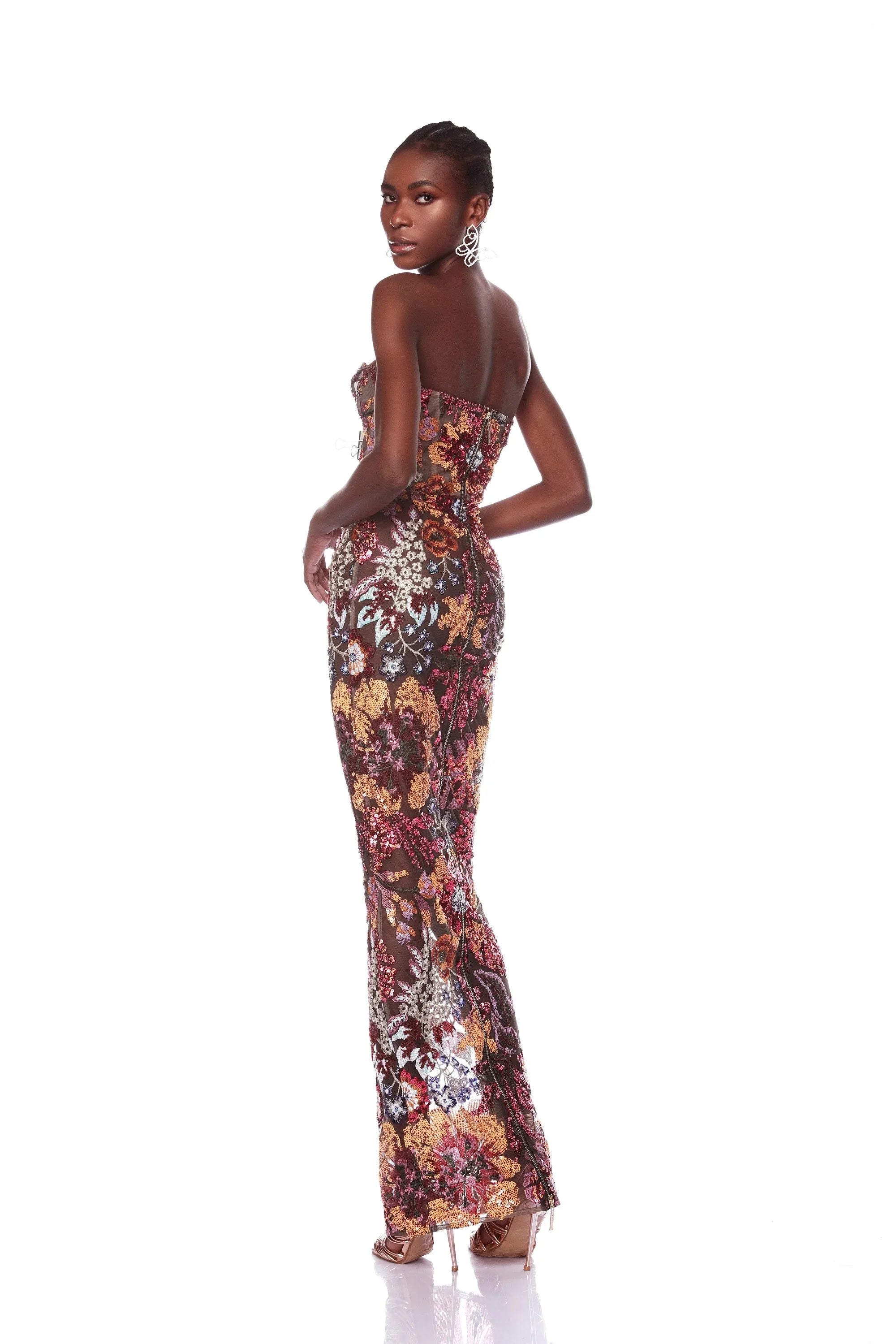 Women Sexy Off the Shoulder Embroidery Flowers Bodycon Mid-calf Dress Fashion Ruway Birthday Party Celebrate Dress Wholesale
