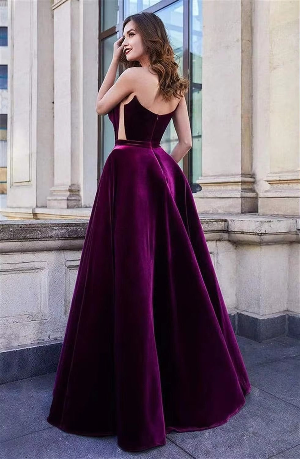 Caftán de terciopelo morado, vestidos de noche árabes, vestido de fiesta formal sin tirantes sexy de Dubai, vestidos de fiesta largos de talla grande