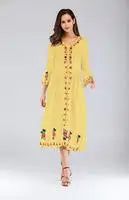 Ukrainian Embroidered Dress Vyshyvanka Lace UP Boho Ethnic Summer Ladies Women Hippie Dresses Hoilday Fashion YLTK393-02 One Size