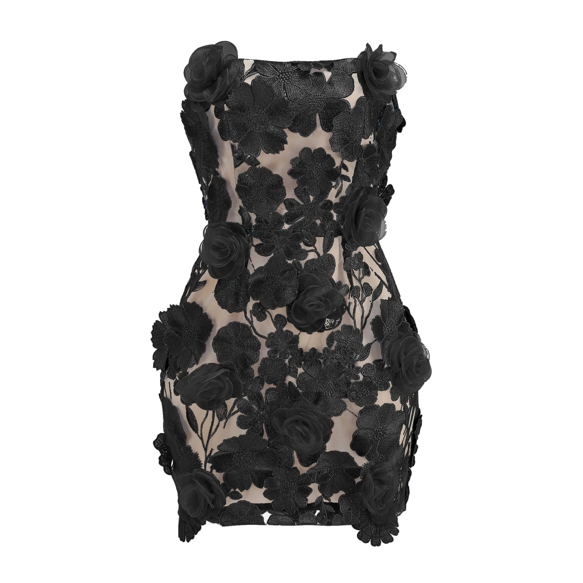 Black Skyblue Color Women Sexy Strapless Embroidery Bodycon Mini Dress Celebrate Birthday Party Cute Vacation Girls' Dress