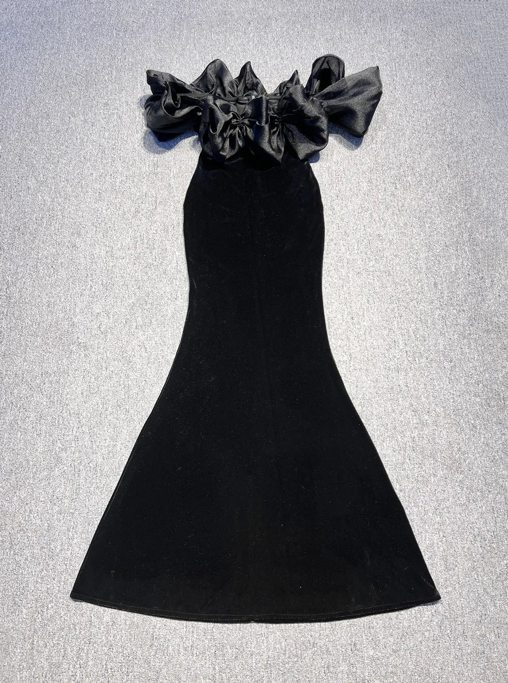 Black Winered Color Women Sexy Off the Shoulder Ruffles Bodycon Velvet Maxi Dress Wedding Party Mermaid Cocktail Outfit