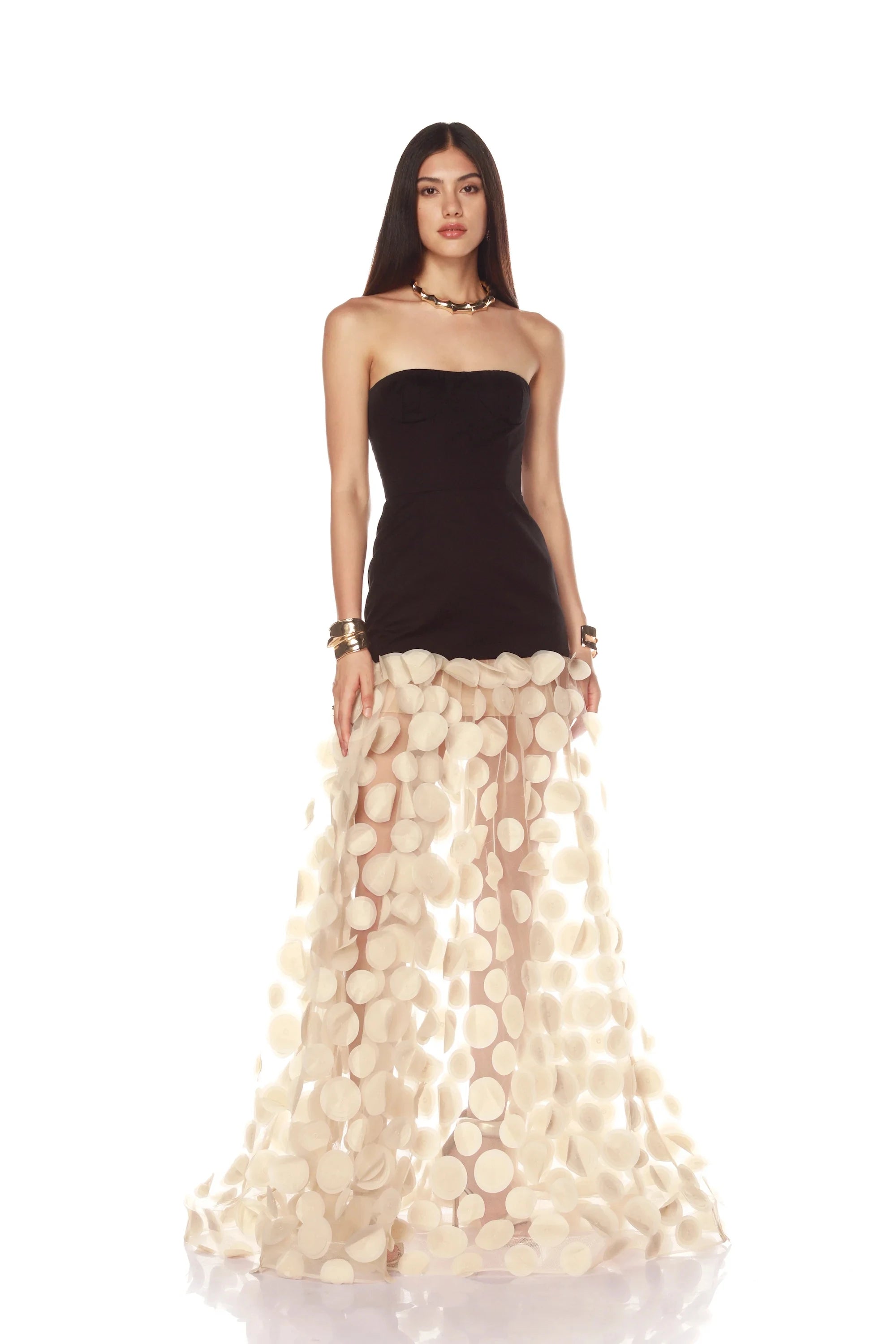 Black White Beige Women Sexy Strapless Off the Shoulder Mesh Long Dress High Street Celebrate Evening Party Birthday Outfit