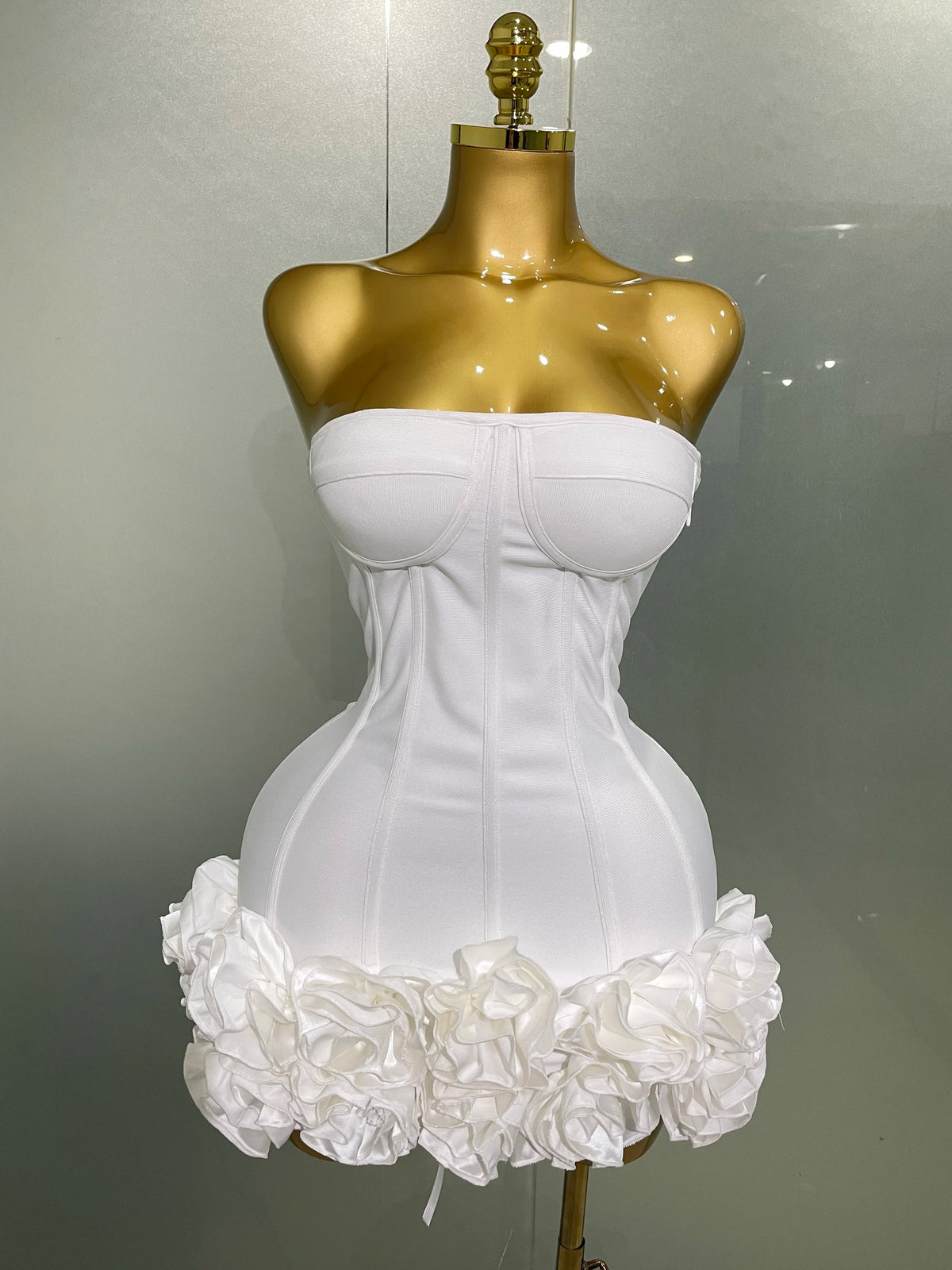2025 Sexy Evening Bandage Dress Strapless Bodycon Flowers Mini Celebrity Women Birthday Party Dress Photo Shoot Nightclub Outfit