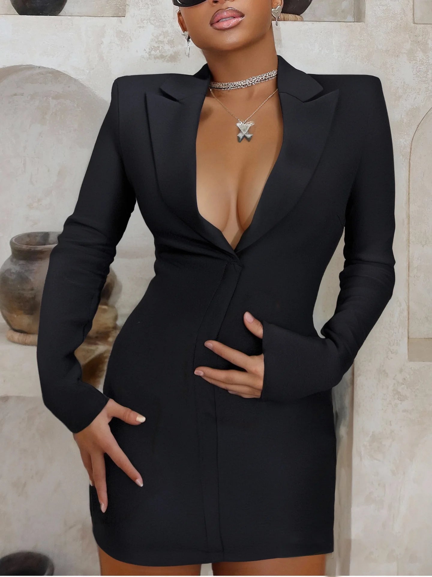 Top Quality Women Long Sleeve Deep V-Neck Bodycon Mini Bandage Dress Celebrate Evening Party Nigthclub Birthday Outift