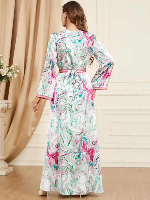 Abaya For Women Dubai Muslin Vneck Long Sleeves Dress Moroccan Caftan Kaftan Evening Dress Eid Mubarak Kaftan Dubai Abaya Turkey