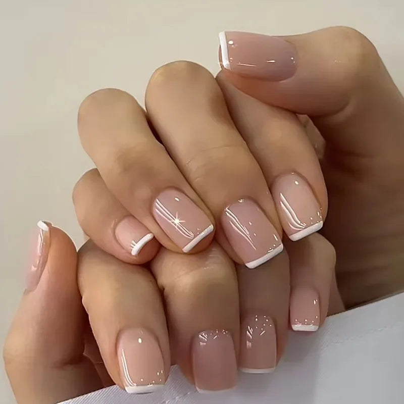 Light Purple Press on Nails Short Square Stick-on Fake Nails Solid Color Reusable False Nail Tips for Women DIY Manicure 24Pcs