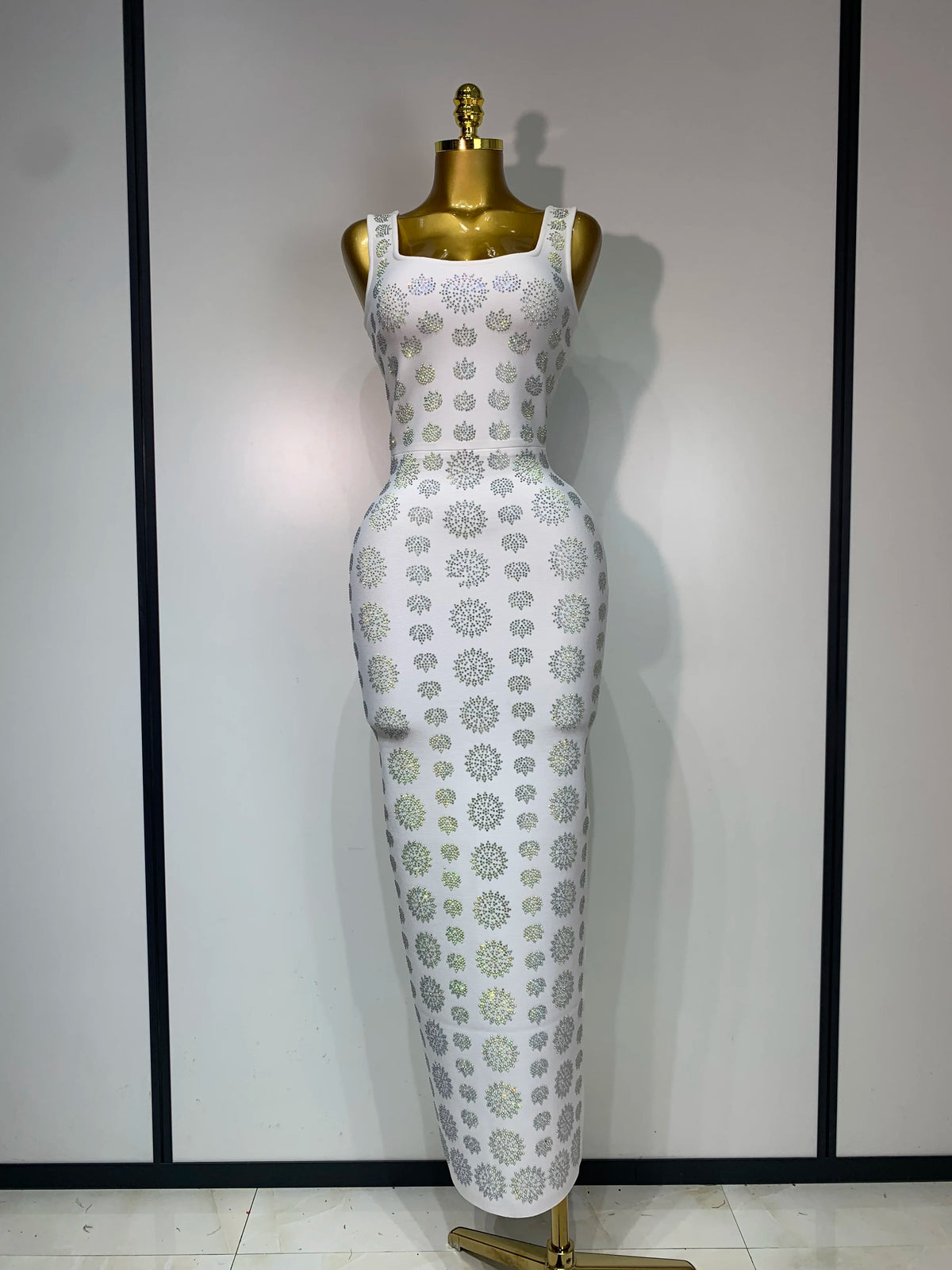 High Qulity Sparkling Diamonds Sleeveless Strech Bandage Dress Elegant Woman Evening Party Wedding Guest Luxury Birthday Dress