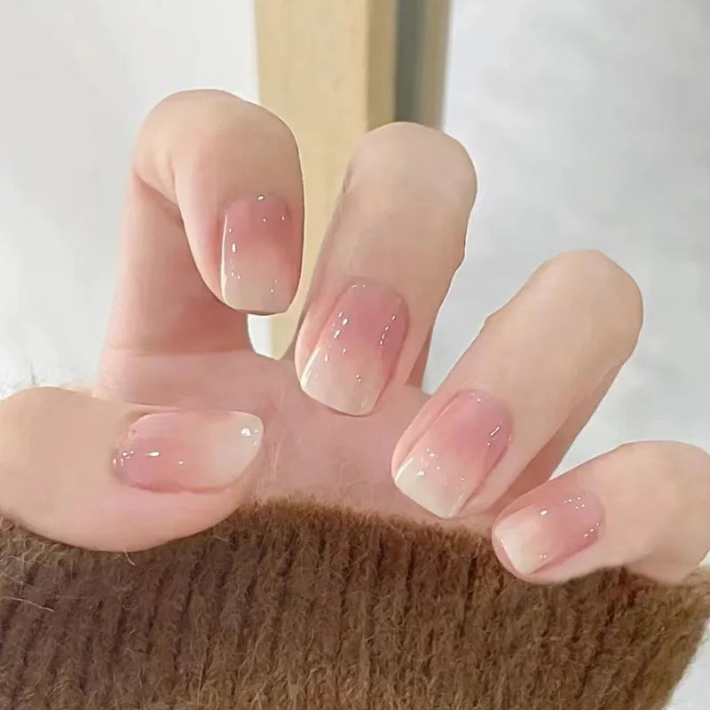 24Pcs Minimalist Short Square False Nail Solid White Color Press on Nails Wearable Reusable Fake Nails Tips for Women Girls 2025