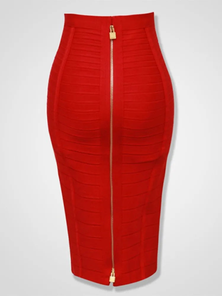 Shipping Plus Size XL XXL Summer Fashion Sexy Zipper Bandage Skirt 2022 Designer A Line Bodycon Pencil Skirt Faldas 58cm